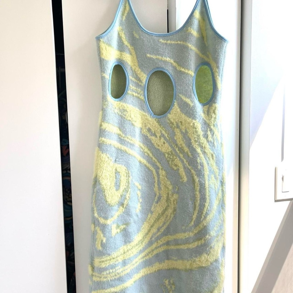 Stylish Blue and Yellow Swirl Dress